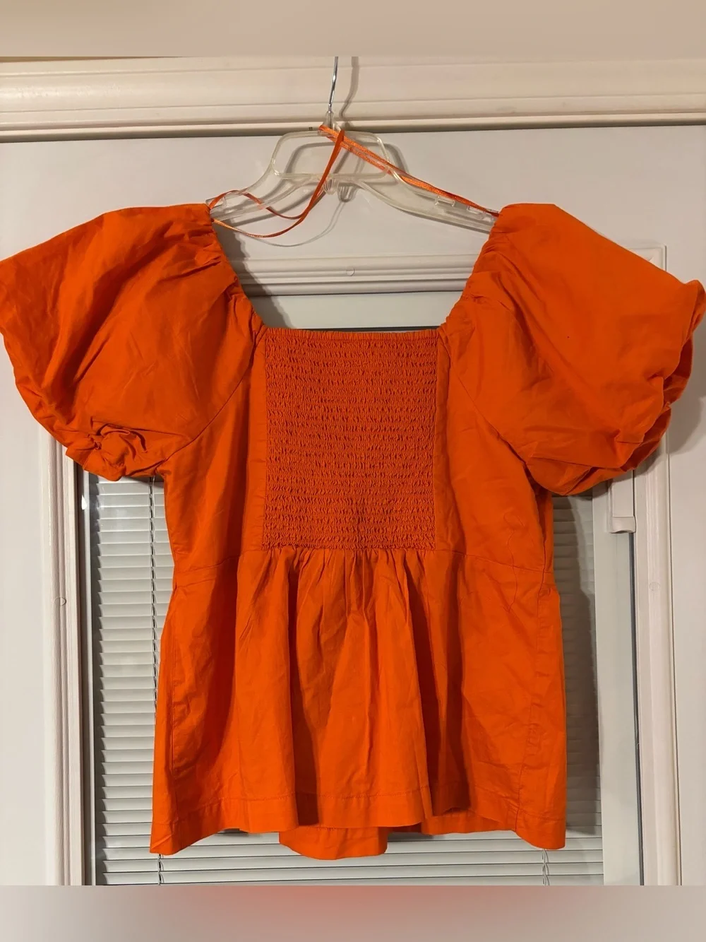 Old Navy Orange Puff Sleeve Peasant Top